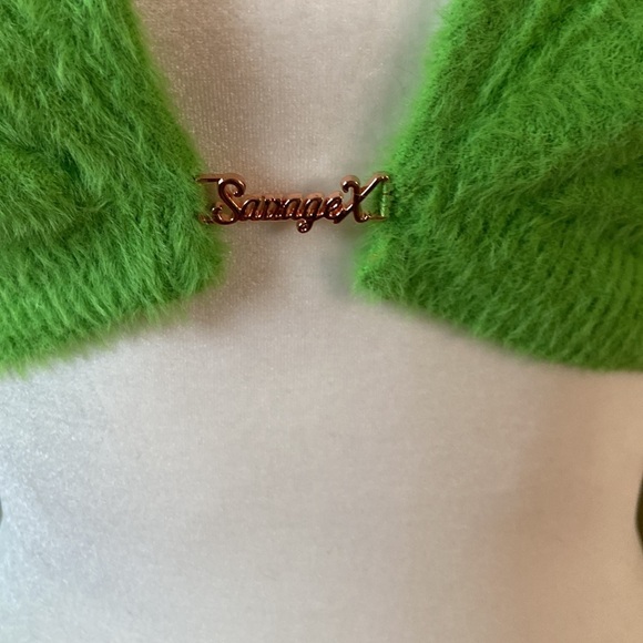 New Savage X Fenty Fluff It up Crop Top Bright Green Fluffy Fuzzy Sweater size L - Picture 4 of 8